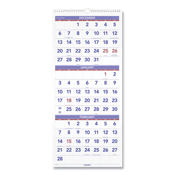 AT-A-GLANCE® Deluxe Three-month Reference Wall Calendar, Vertical Orientation, 12 X 27, White Sheets, 14-month (dec To Jan): 2021 To 2023 freeshipping - TVN Wholesale